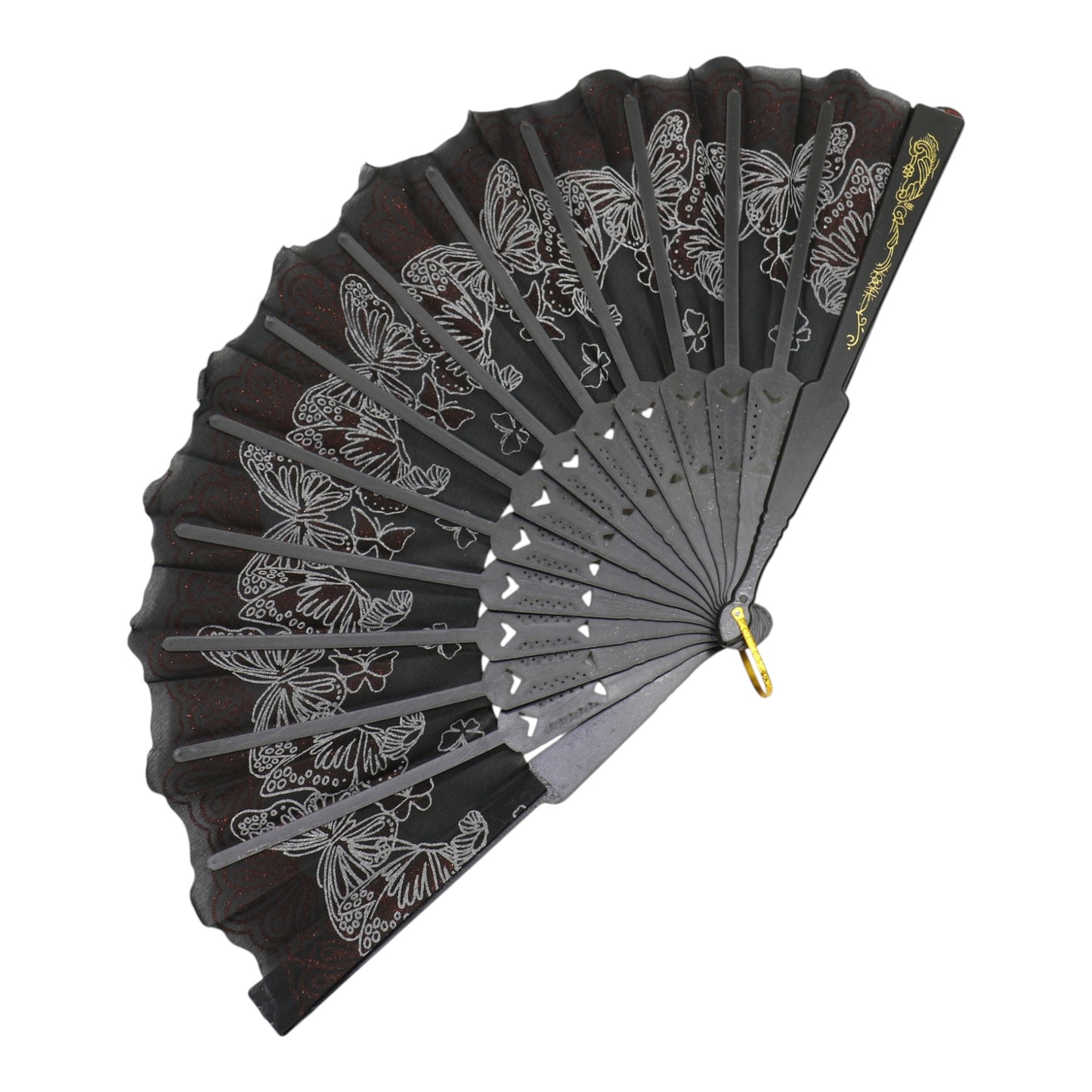 Butterfly Floral Glitter Handheld Folding Fan FNSZ09 (12PC)