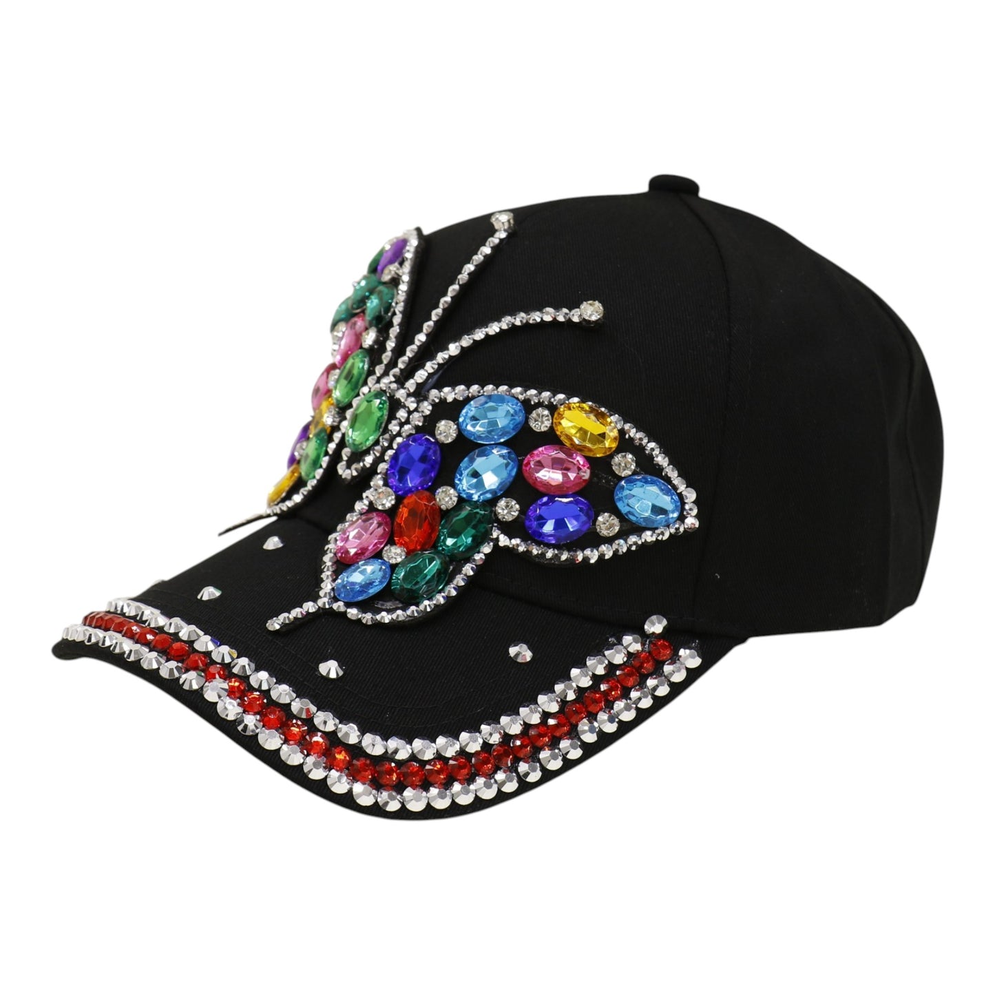 Bling Rhinestone Rainbow Butterfly Baseball Cap HA6323-32. (12PC)
