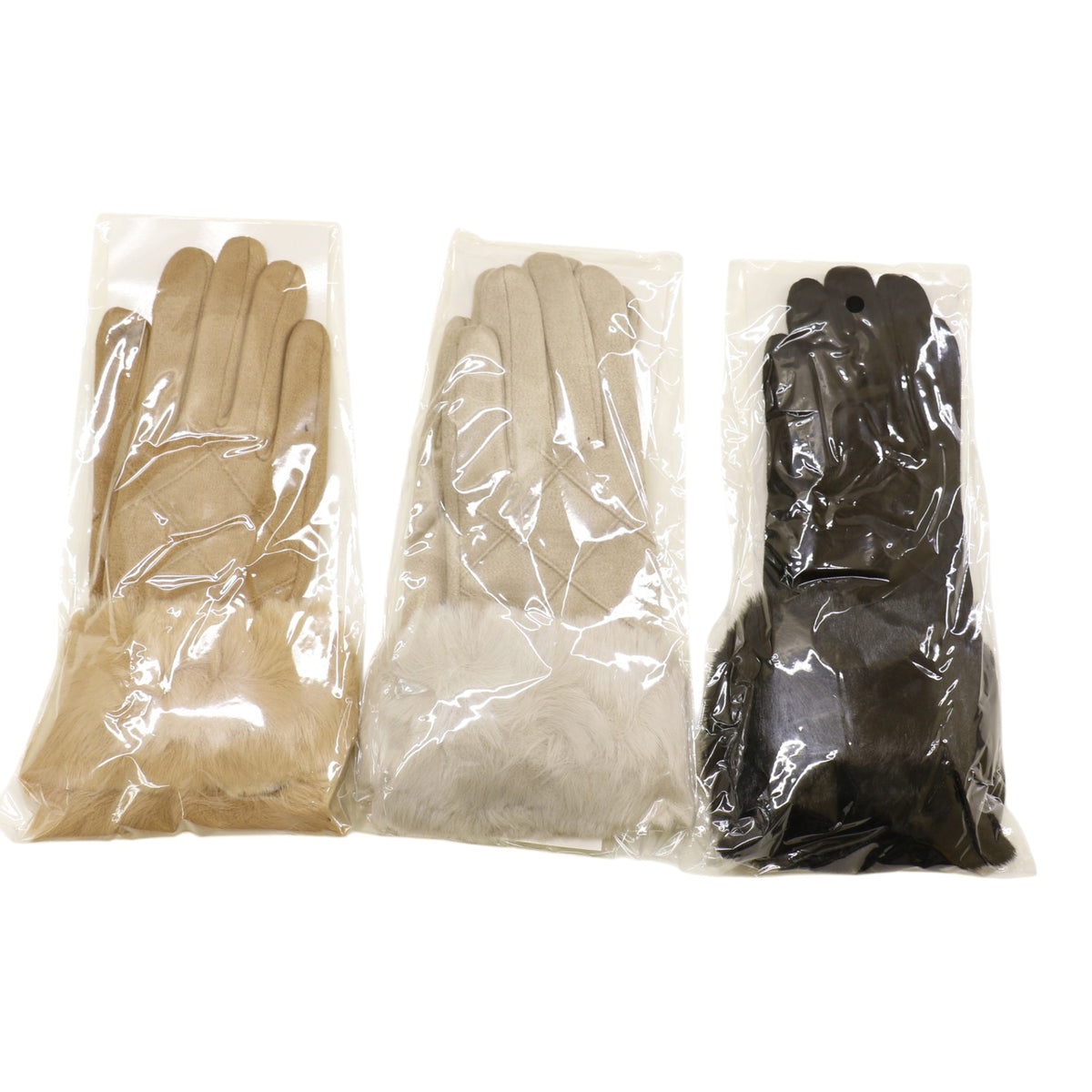 Fur Cuff Suede Texting Gloves GL6830-10 (12PAIR)