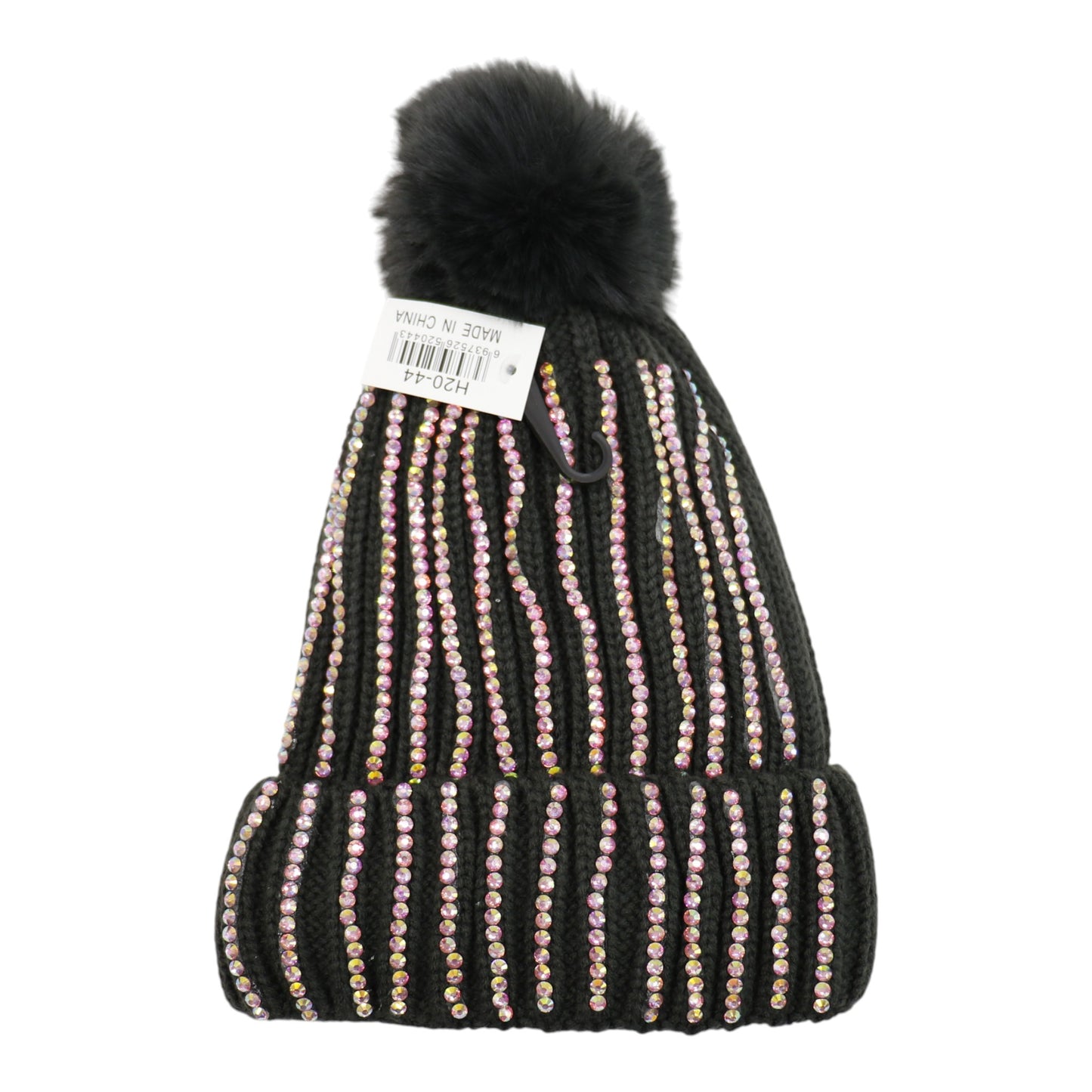 Pom Pom Rhinestone Decor Beanie H20-44. (12PC)