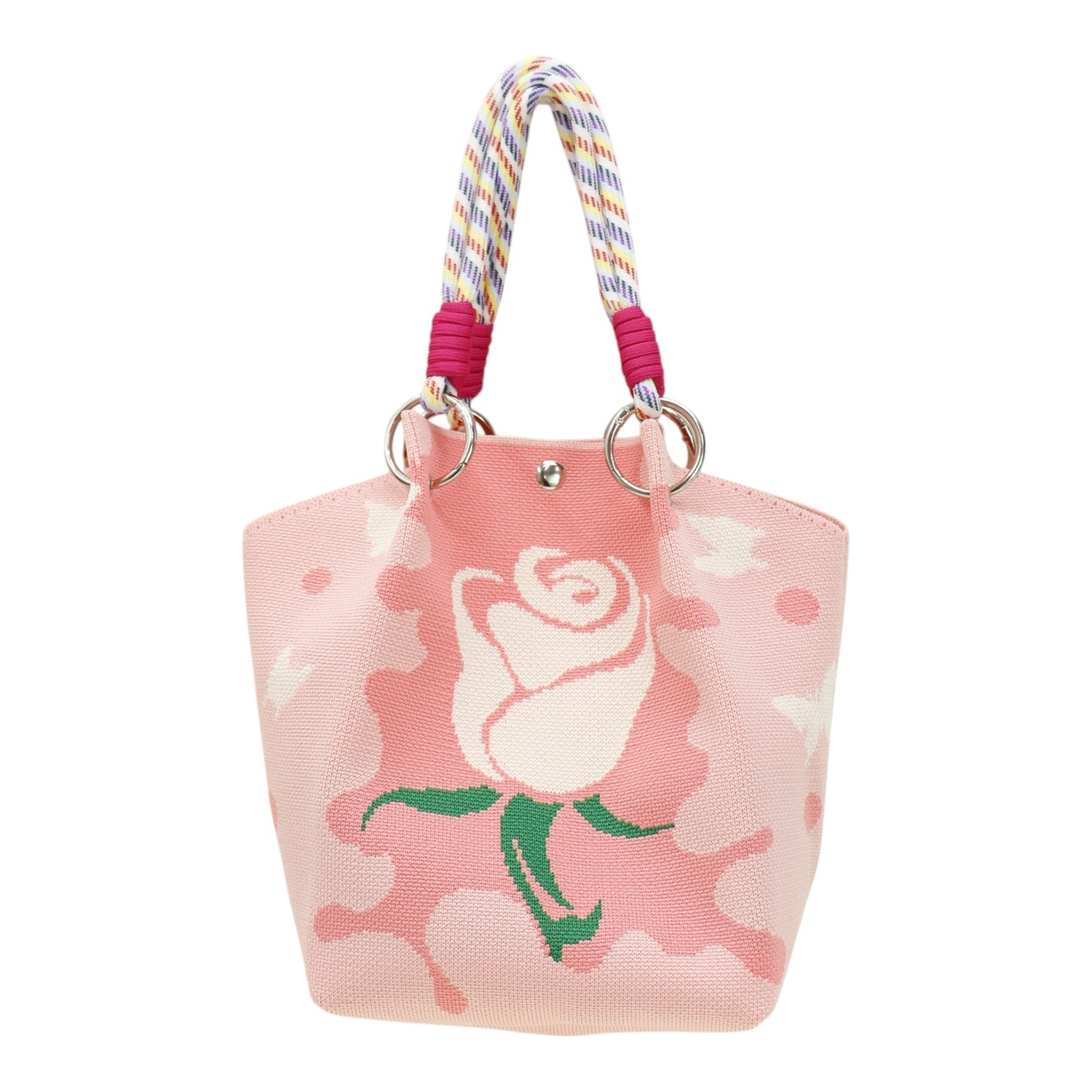 Rose Pattern Women's Knitted Bucket Bag JB6316-2 (3PC)