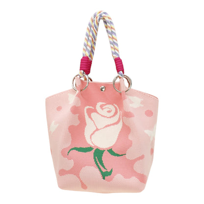 Rose Pattern Women's Knitted Bucket Bag JB6316-2 (3PC)