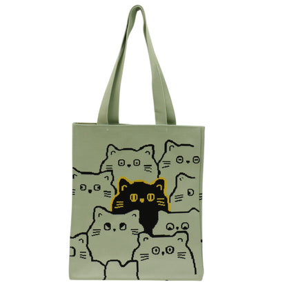 Cute Cat Pattern Knitted Tote Shoulder Bag JB6711-1! (12PC)