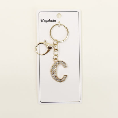 Rhinestone Alphabet Initial Letter Key Chain SS51011-32. (12PC)