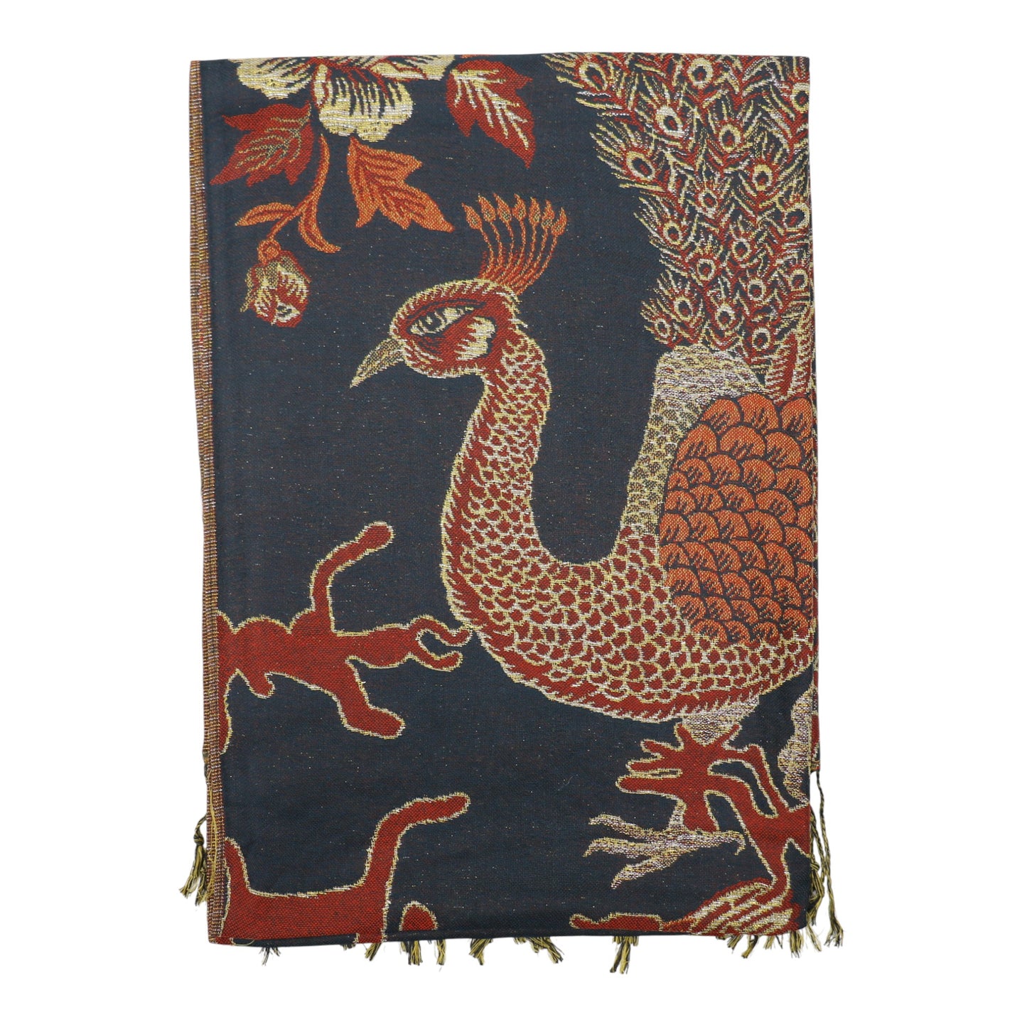 Metallic Pashmina Peacock Pattern SCF31105-11. (12PC)