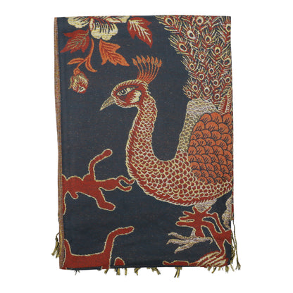 Metallic Pashmina Peacock Pattern SCF31105-11. (12PC)