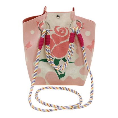 Rose Pattern Women's Knitted Bucket Bag JB6316-2 (3PC)