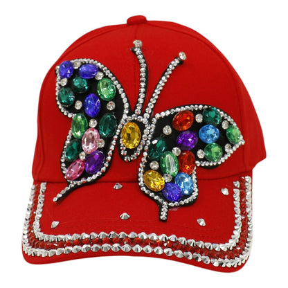 Bling Rhinestone Rainbow Butterfly Baseball Cap HA6323-32. (12PC)