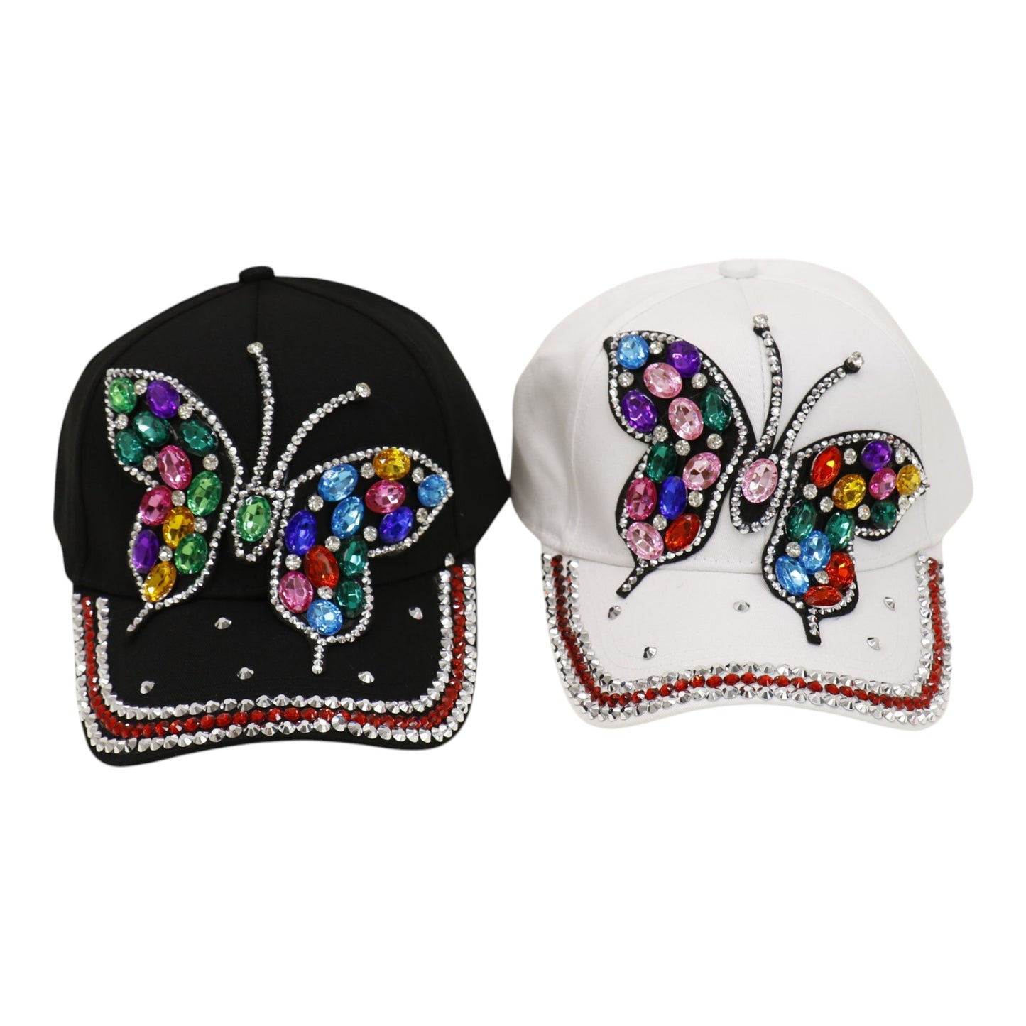 Bling Rhinestone Rainbow Butterfly Baseball Cap HA6323-32. (12PC)