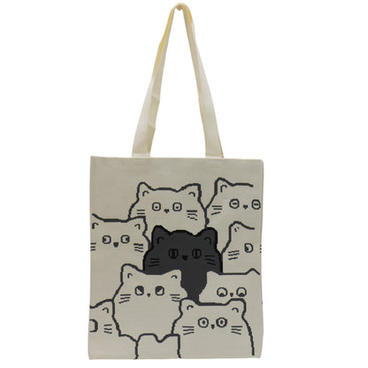 Cute Cat Pattern Knitted Tote Shoulder Bag JB6711-1 (12PC)