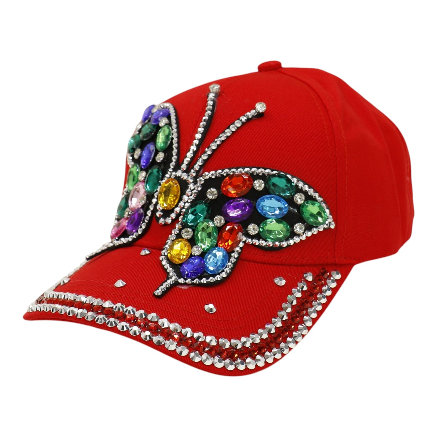 Bling Rhinestone Rainbow Butterfly Baseball Cap HA6323-32. (12PC)