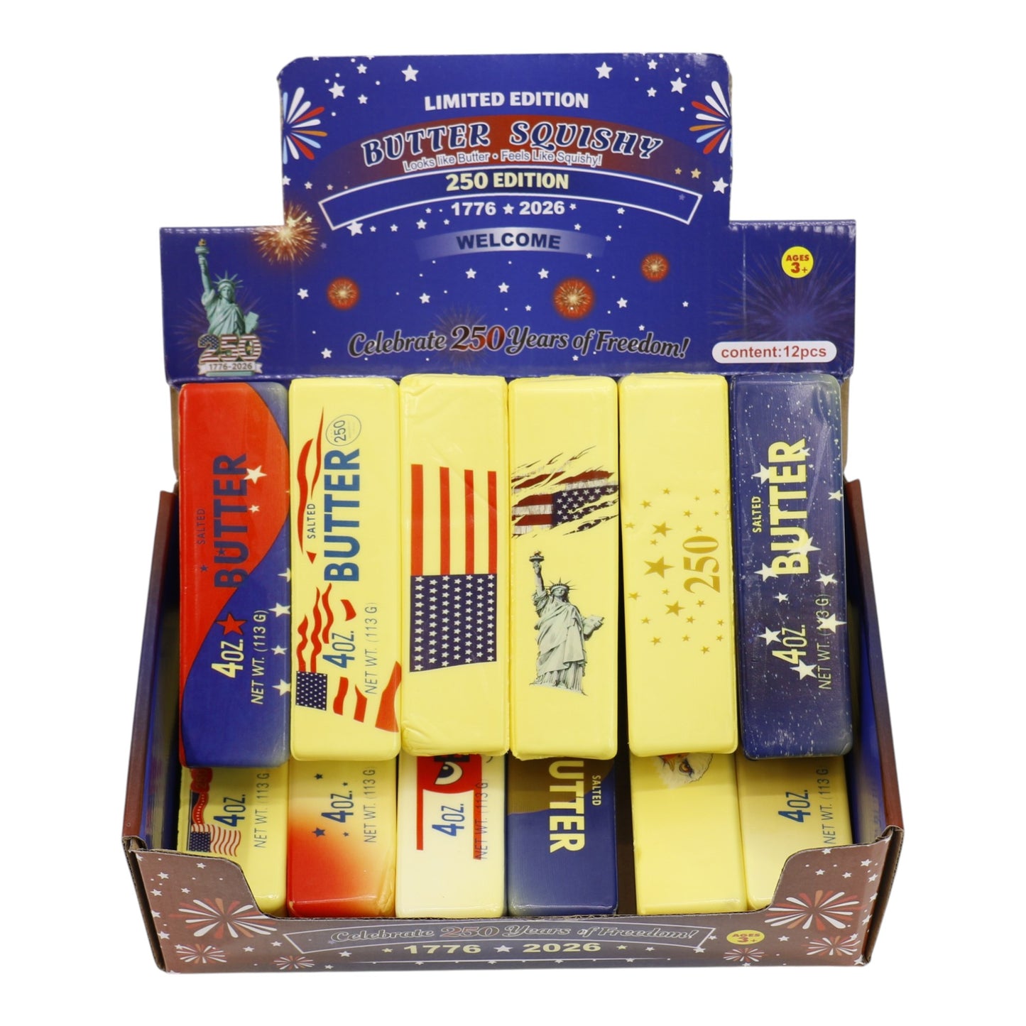 250th Patriotic USA Butter Soft Slow Rising Foam Squishy JT6506-24 (12PC)
