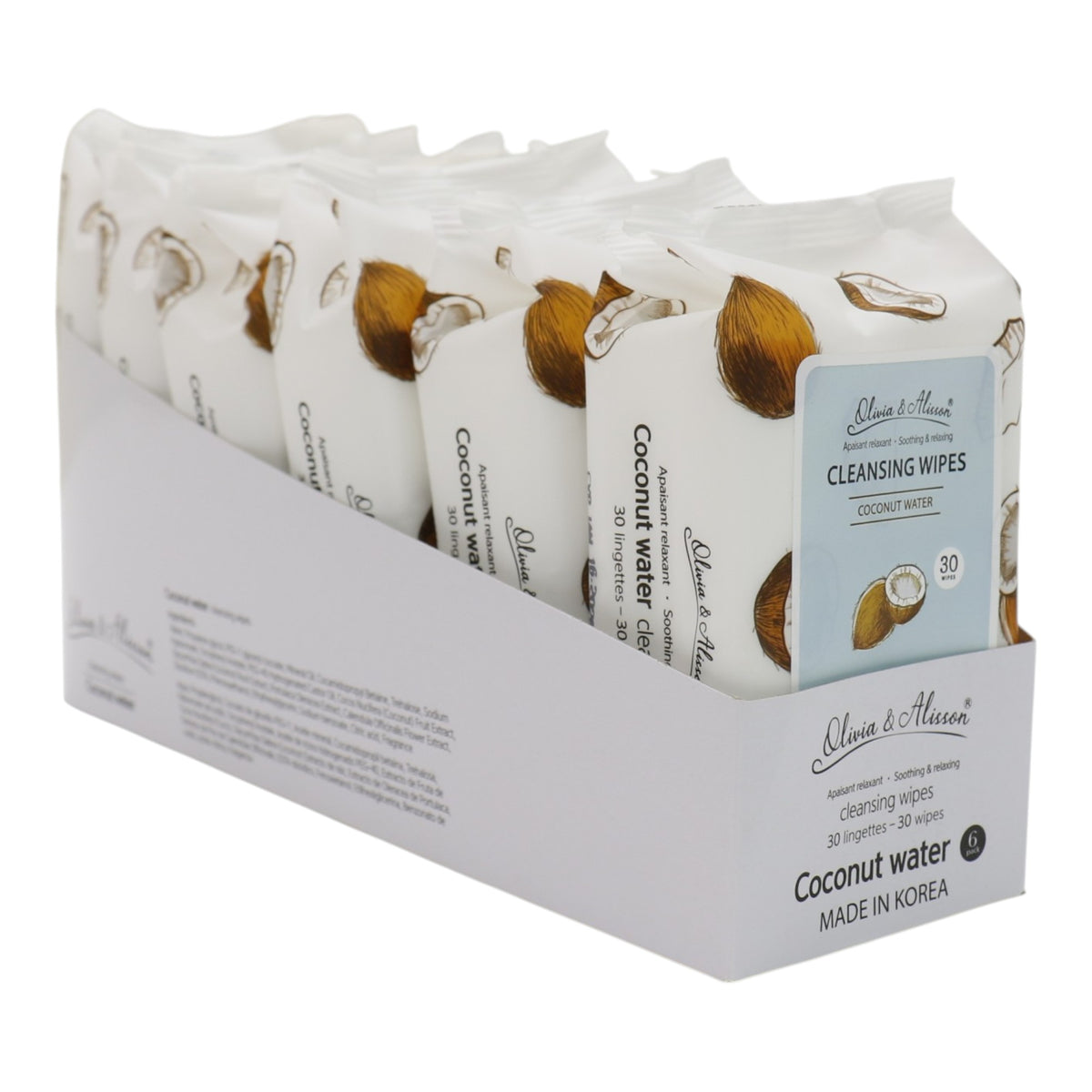 Coconut Water Cleansing Makeup Remover Wipes MIT001 (6PK)