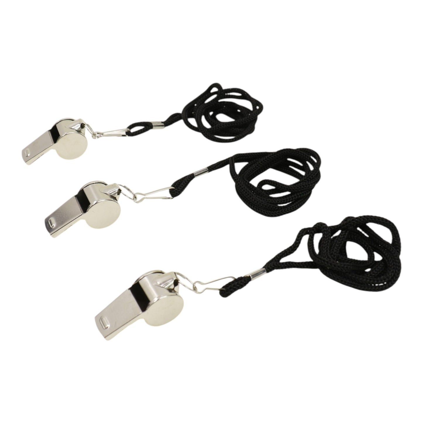Stainless Steel Metal Referee Whistle With Lanyard JM6122-1 (12PC)