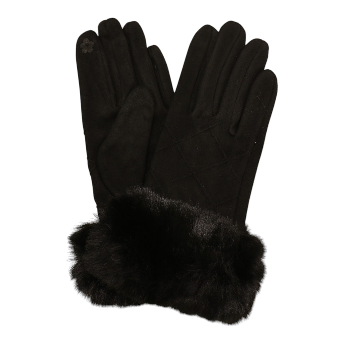 Fur Cuff Suede Texting Gloves GL6830-10 (12PAIR)