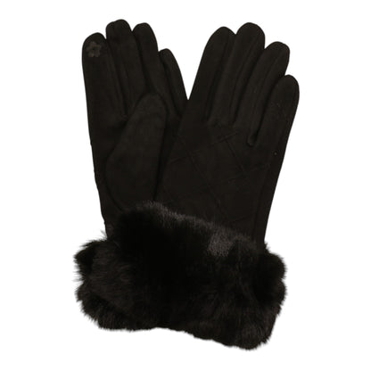 Fur Cuff Suede Texting Gloves GL6830-10 (12PAIR)