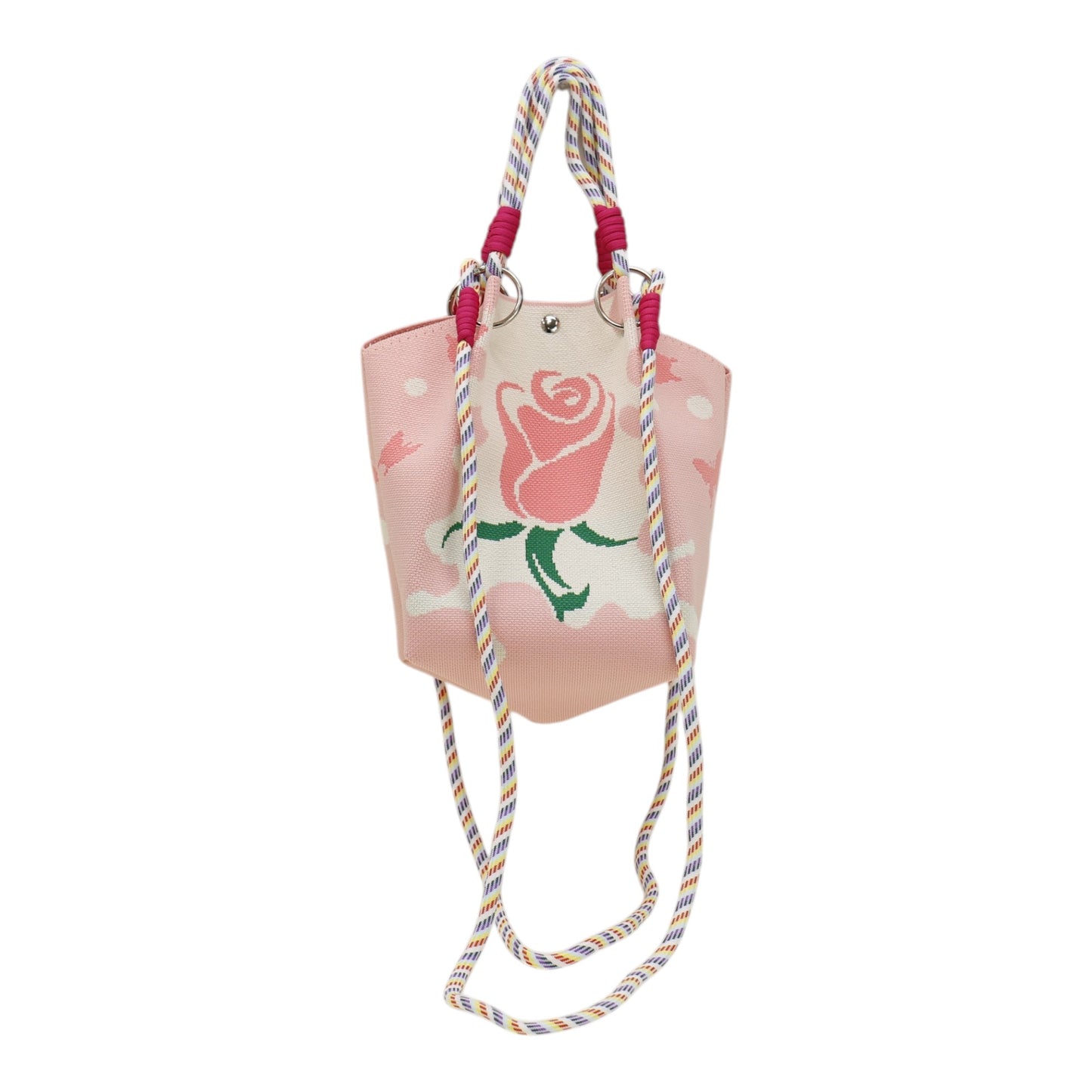 Rose Pattern Women's Knitted Bucket Bag JB6316-2 (3PC)