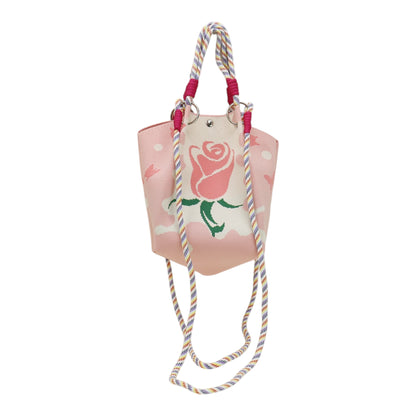 Rose Pattern Women's Knitted Bucket Bag JB6316-2 (3PC)