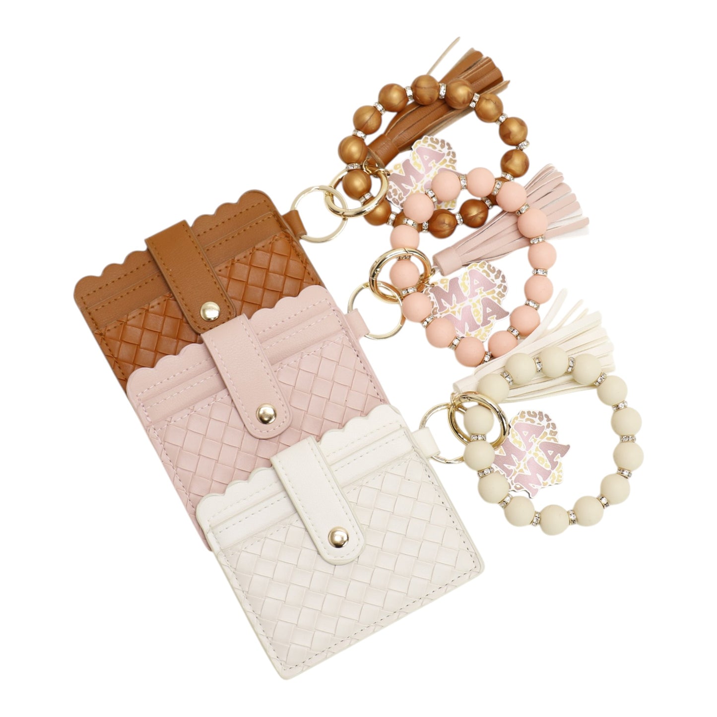 Silicone Bracelet with Multi Color Leather Wallet Tassel JB6126-22 12PC)