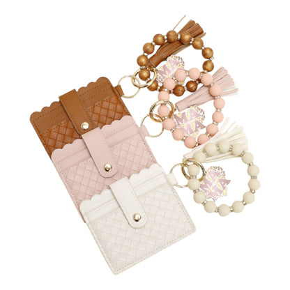 Silicone Bracelet with Multi Color Leather Wallet Tassel JB6126-22 12PC)
