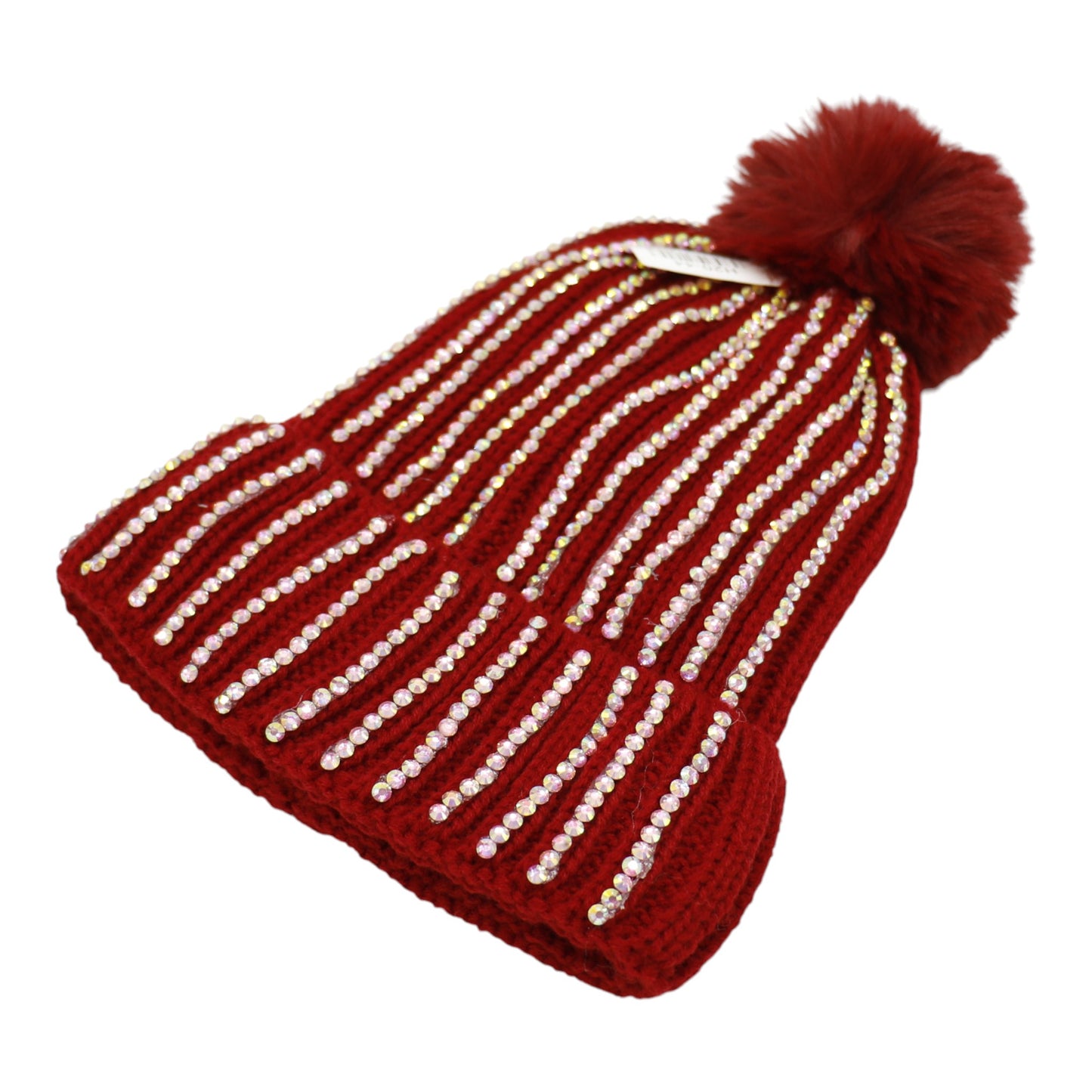 Pom Pom Rhinestone Decor Beanie H20-44. (12PC)