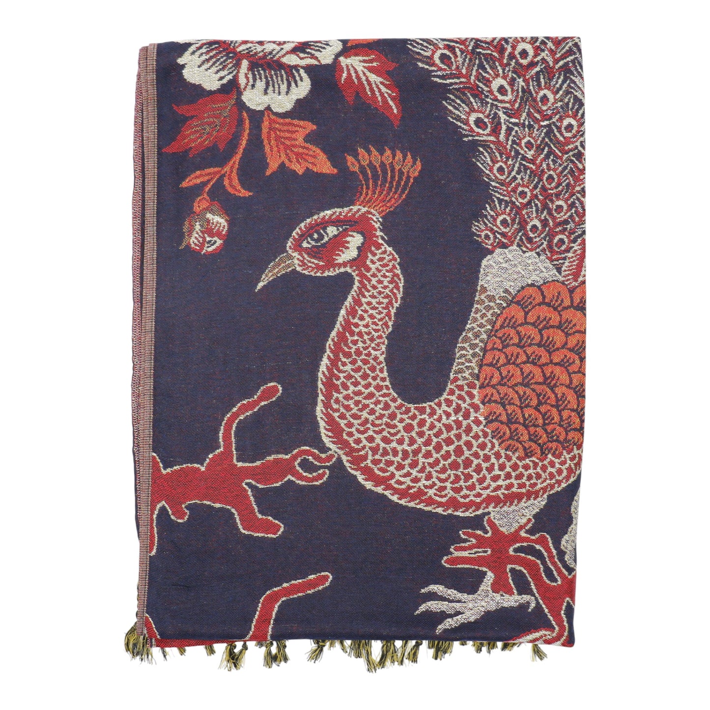 Metallic Pashmina Peacock Pattern SCF31105-11. (12PC)