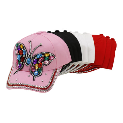 Bling Rhinestone Rainbow Butterfly Baseball Cap HA6323-32. (12PC)