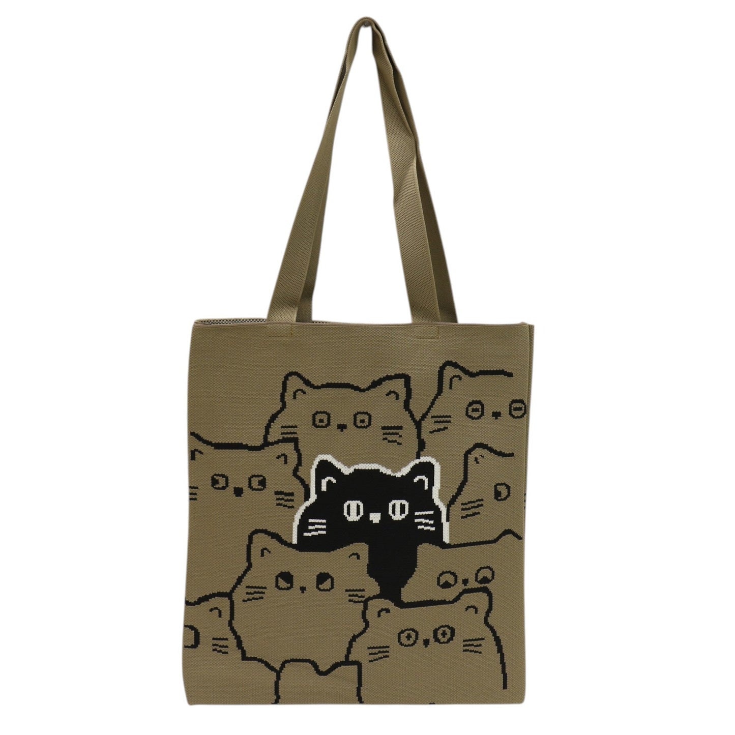 Cute Cat Pattern Knitted Tote Shoulder Bag JB6711-1 (12PC)