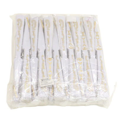 White Sequin Floral Folding Hand Fan FN2604 (12PC)