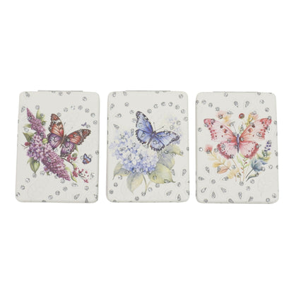 Butterfly Floral Rectangular Glitter Compact Makeup Mirror JM6423-16 (12PC)