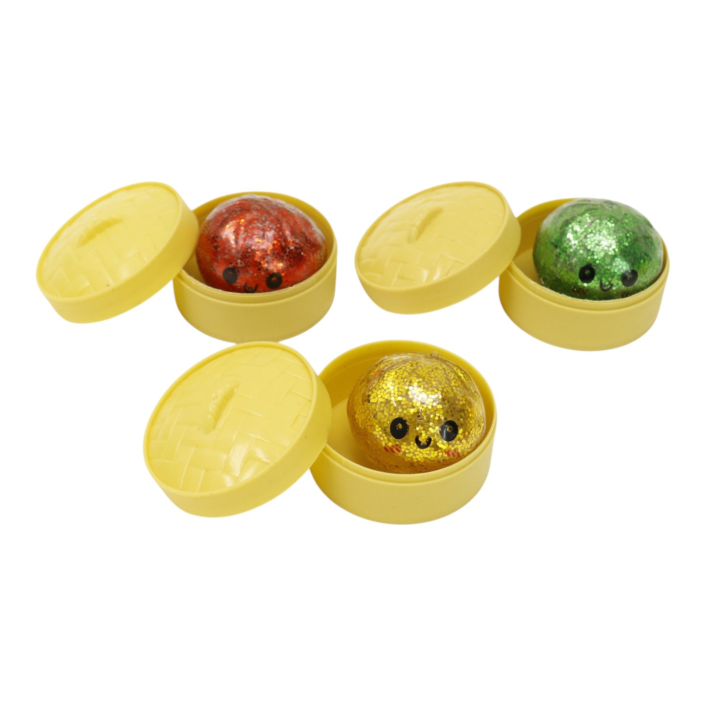 Mini Glitter Gel Bead Squishy Dumpling With Steamer SQ6606-3. (12PC)