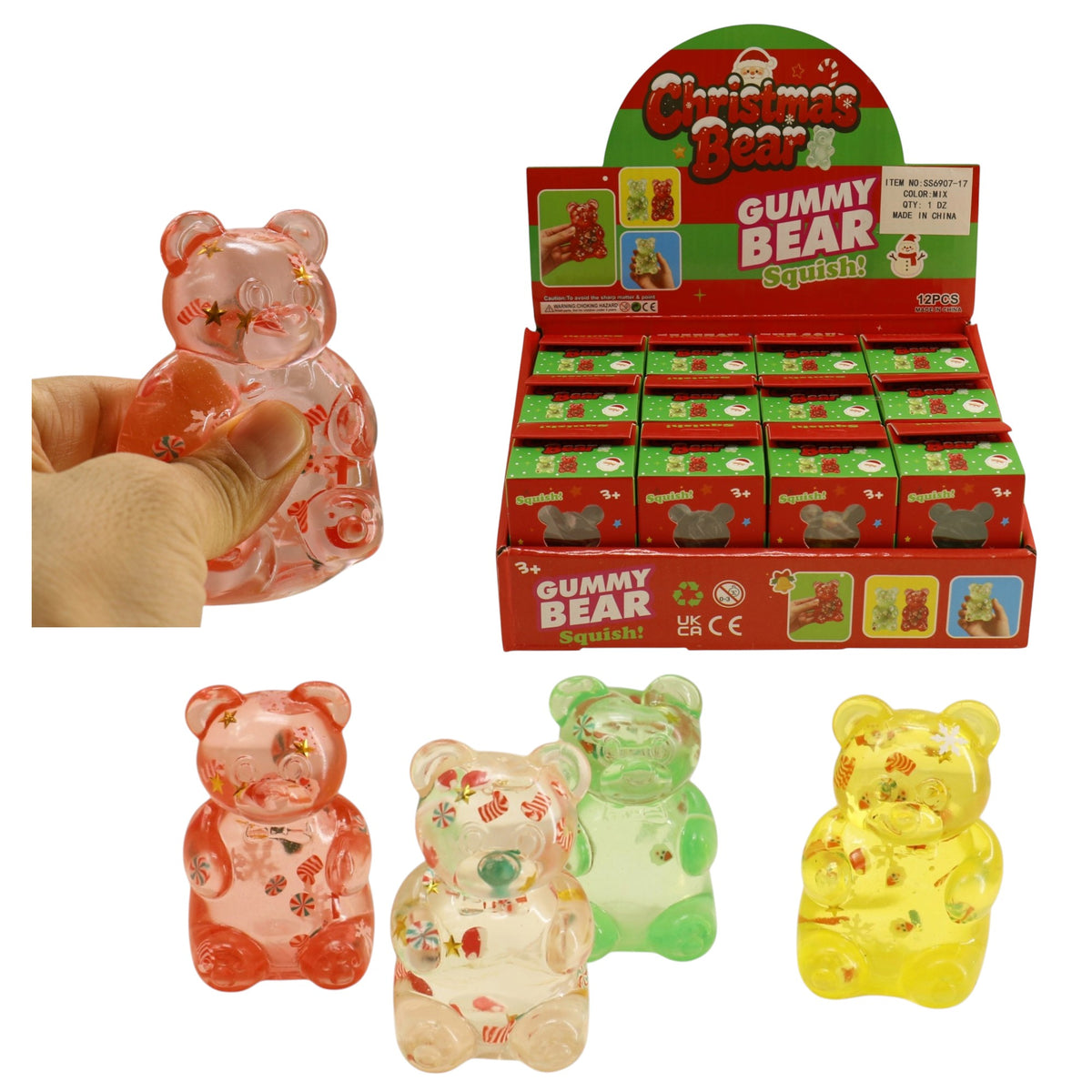 Christmas Gummy Bear Squishy Toy SS6907-17 (12PC)