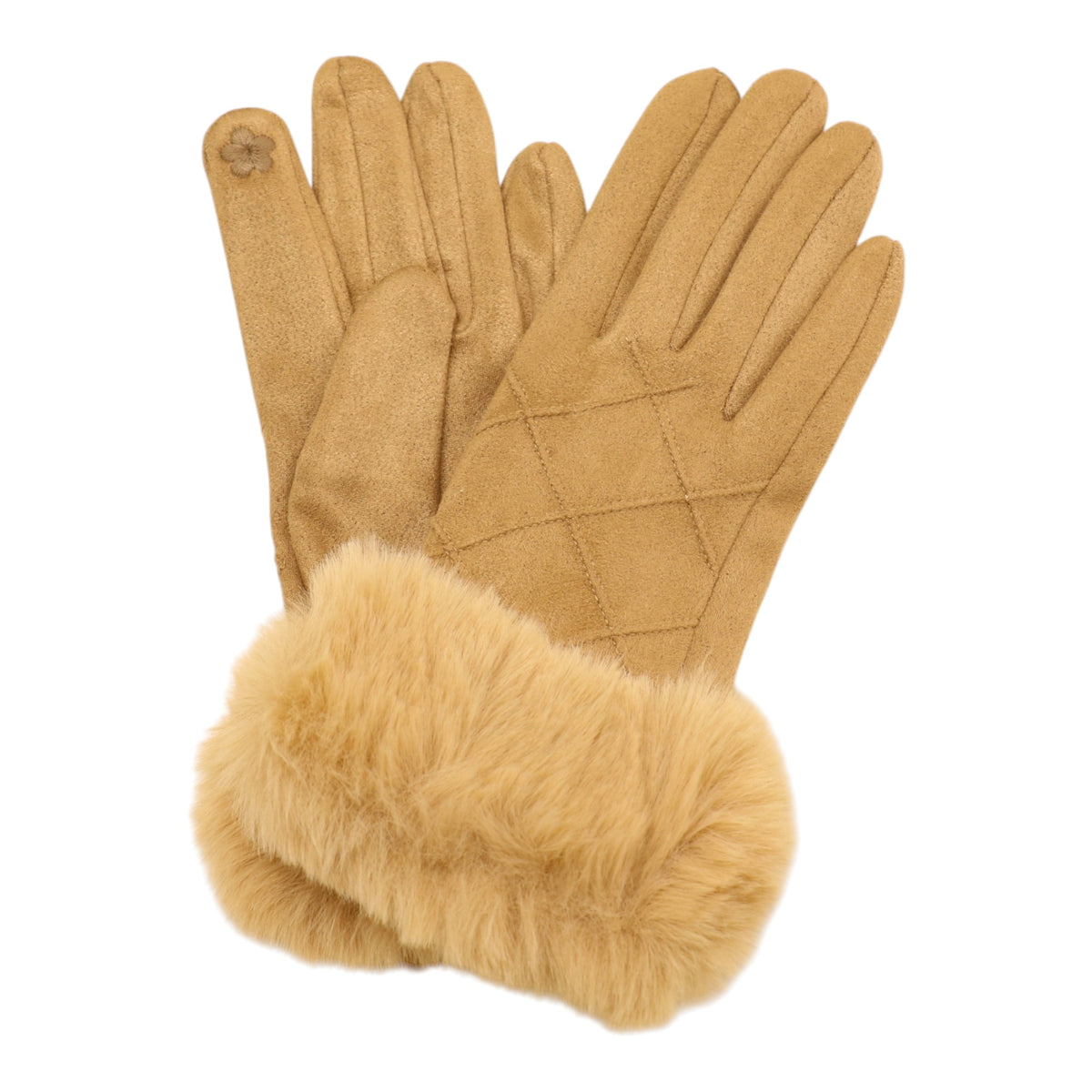 Fur Cuff Suede Texting Gloves GL6830-10 (12PAIR)