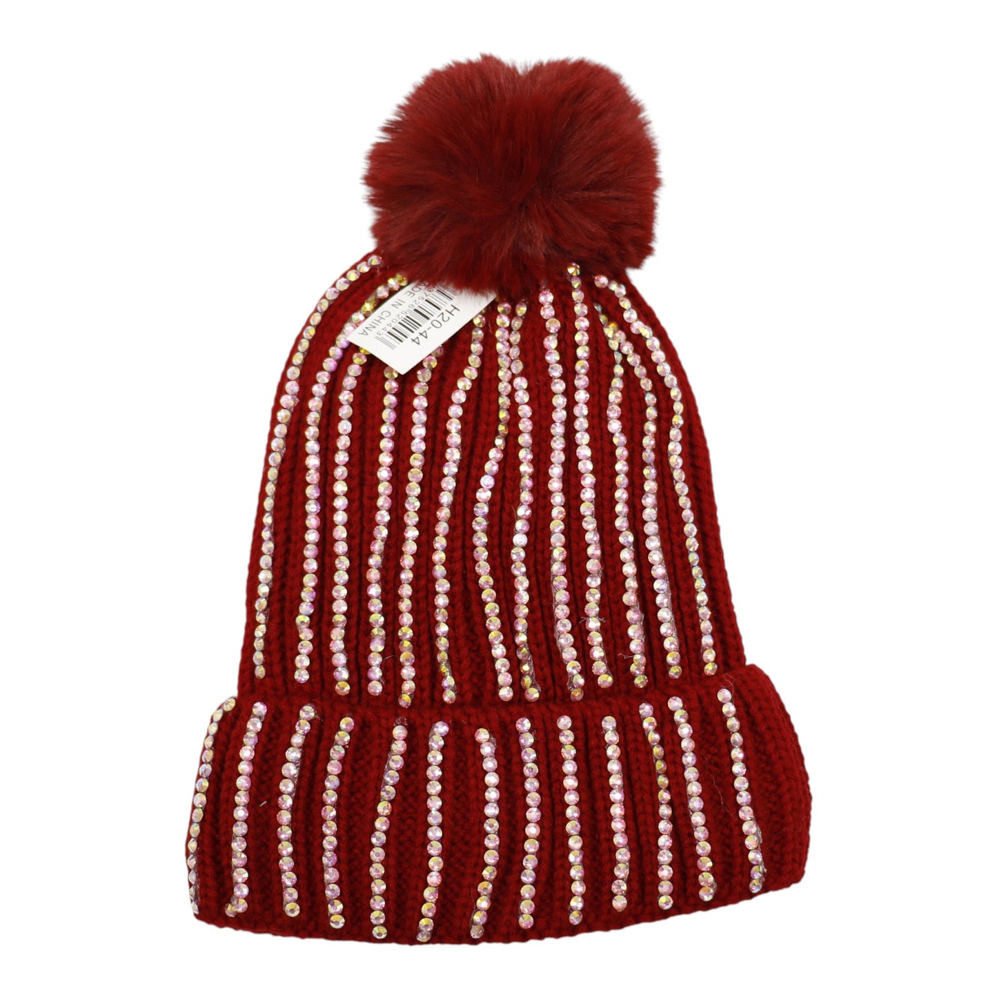 Pom Pom Rhinestone Decor Beanie H20-44. (12PC)