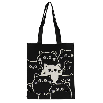 Cute Cat Pattern Knitted Tote Shoulder Bag JB6711-1! (12PC)
