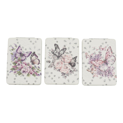 Butterfly Floral Rectangular Glitter Compact Makeup Mirror JM6423-16 (12PC)