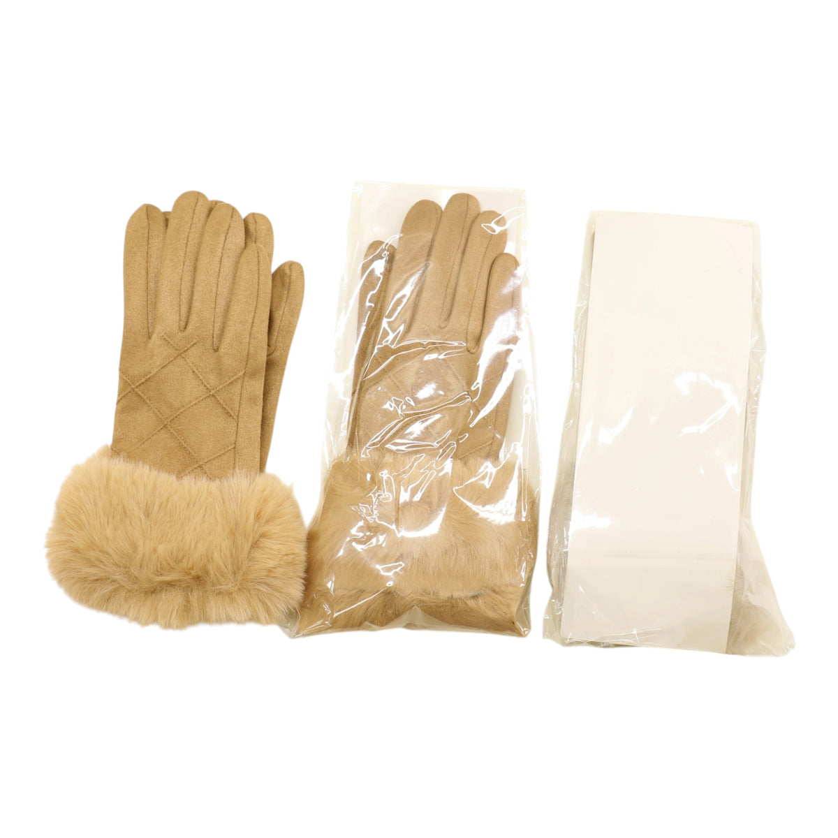 Fur Cuff Suede Texting Gloves GL6830-10 (12PAIR)