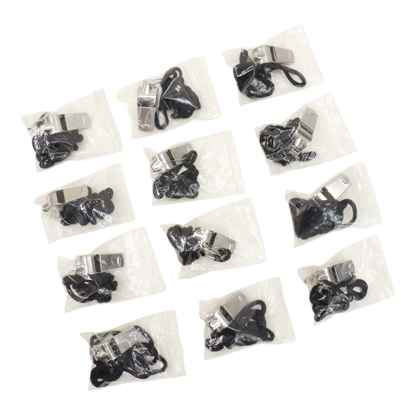 Stainless Steel Metal Referee Whistle With Lanyard JM6122-1 (12PC)