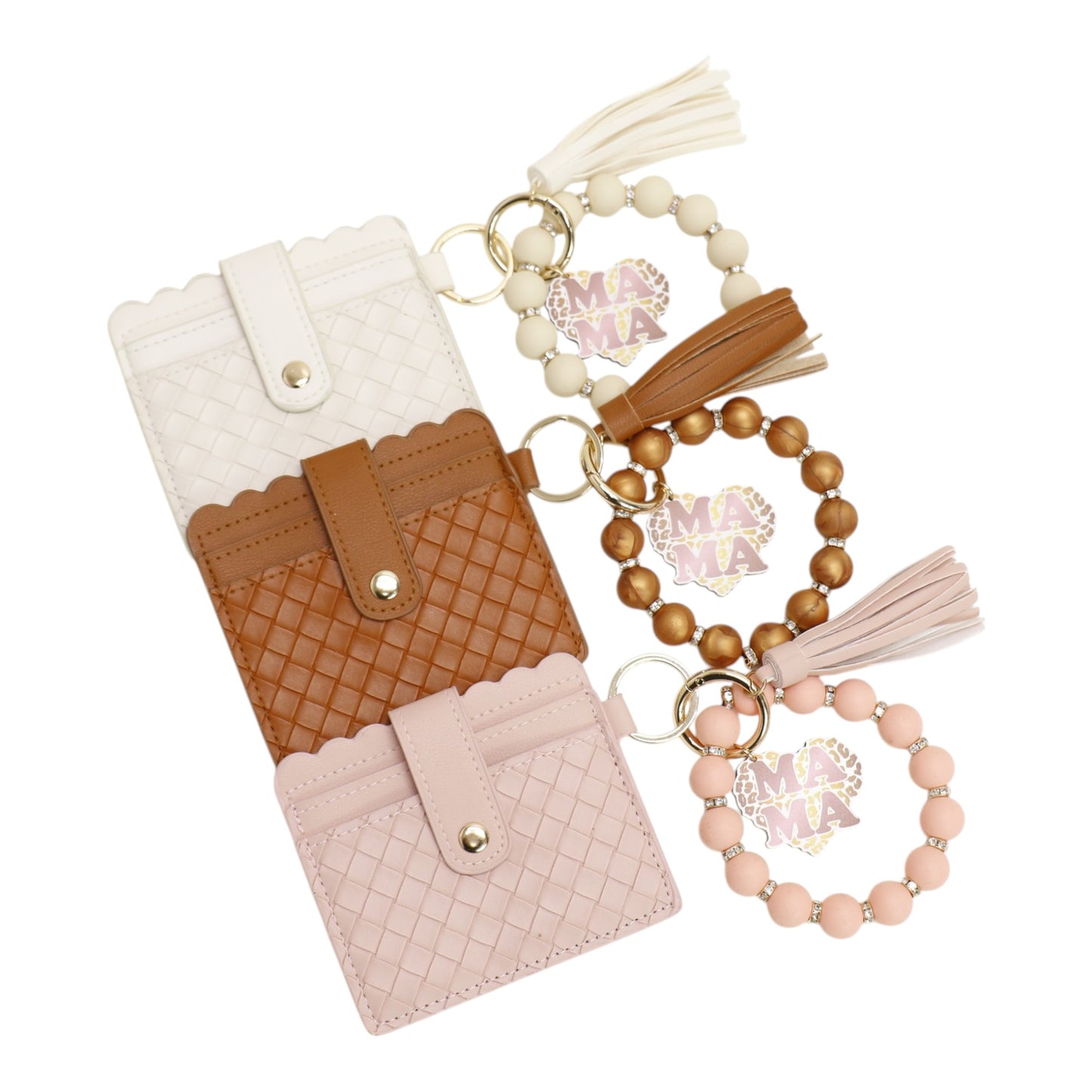 Silicone Bracelet with Multi Color Leather Wallet Tassel JB6126-22 12PC)