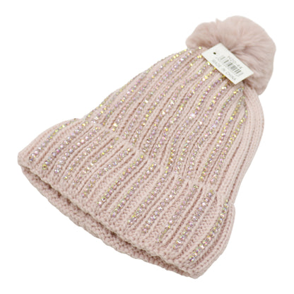 Pom Pom Rhinestone Decor Beanie H20-44. (12PC)