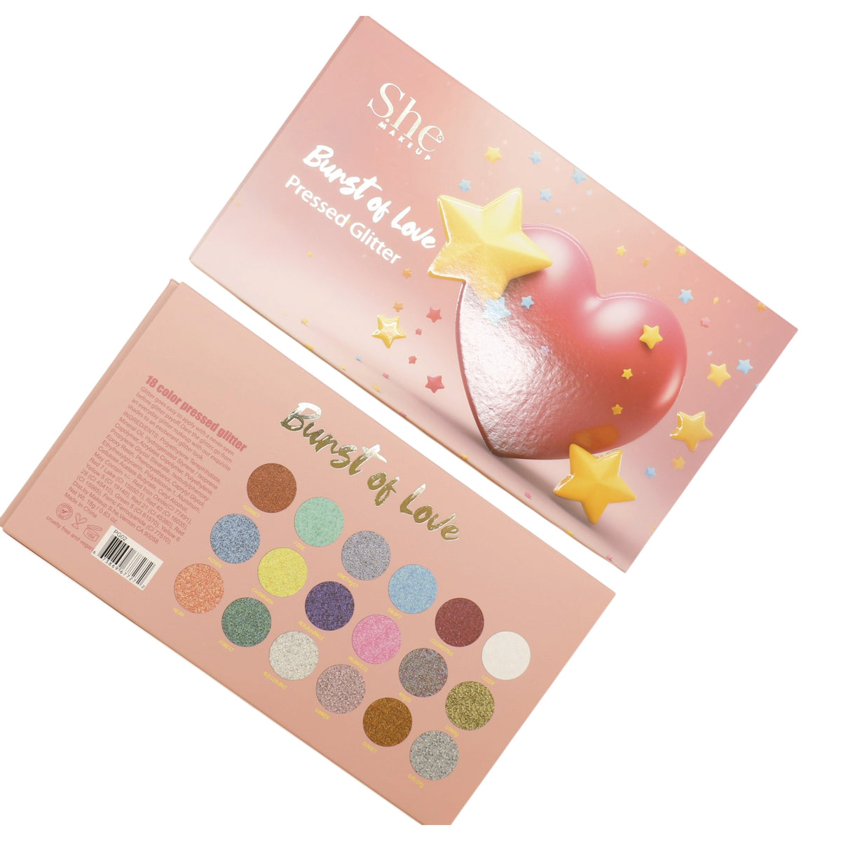 S. He 18 Color Pressed Glitter Palette PG02 (6PK)