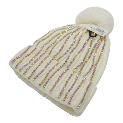 Pom Pom Rhinestone Decor Beanie H20-44. (12PC)