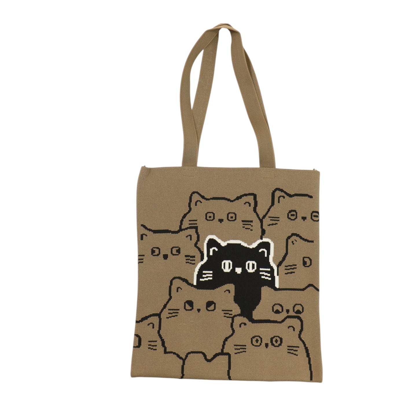 Cute Cat Pattern Knitted Tote Shoulder Bag JB6113-2 (12PC)