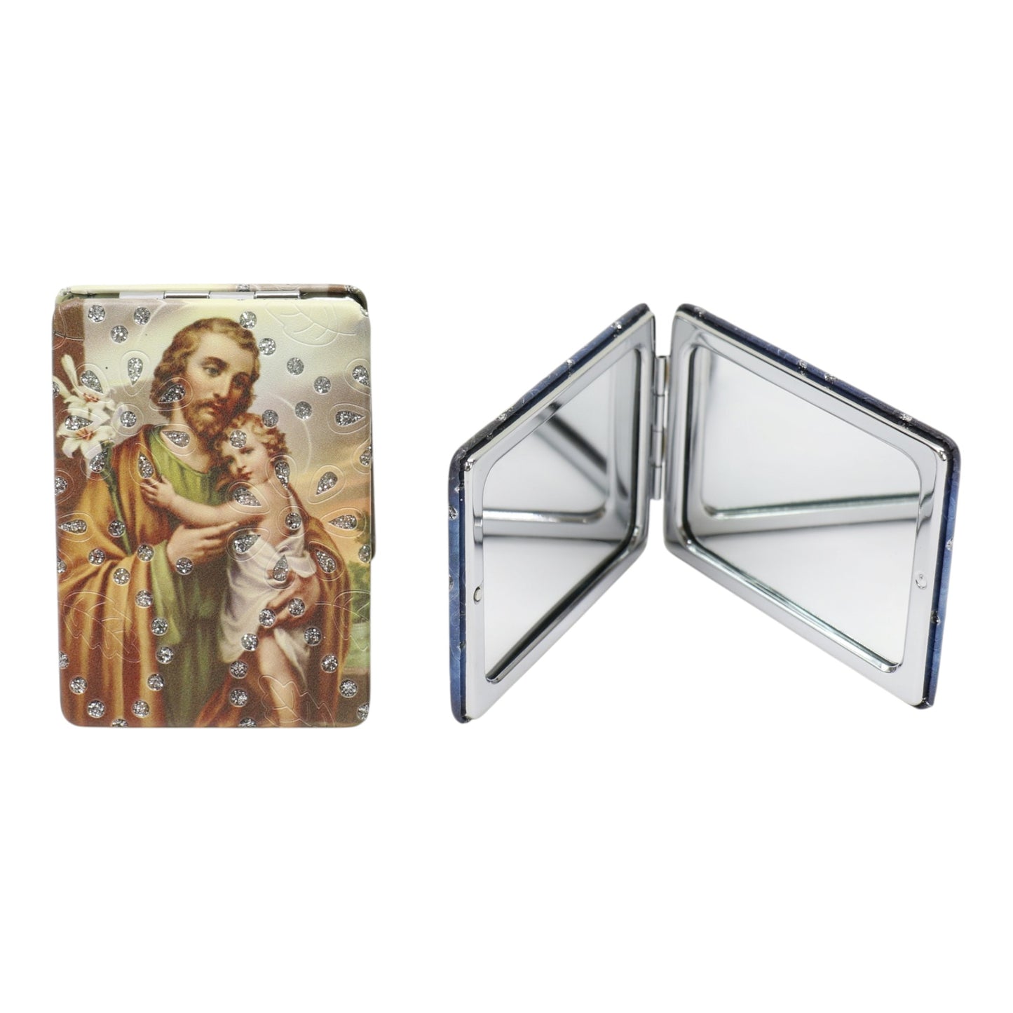 Religious Rectangular Glitter Compact Makeup Mirror JM6423-2 (12PC)