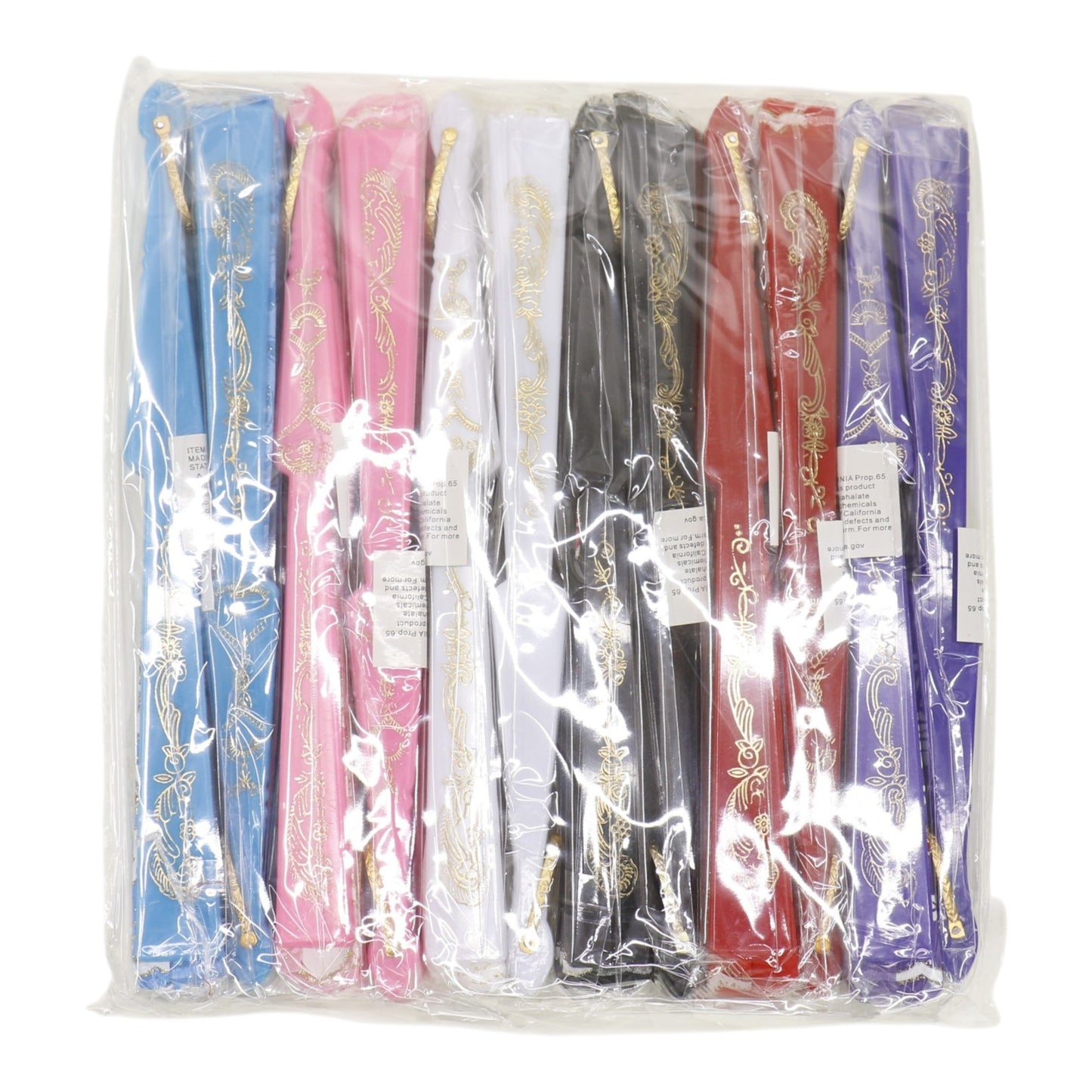 Butterfly Floral Gold Glitter Colorful Hand Held Folding Fan JF6323-6 (12PC)