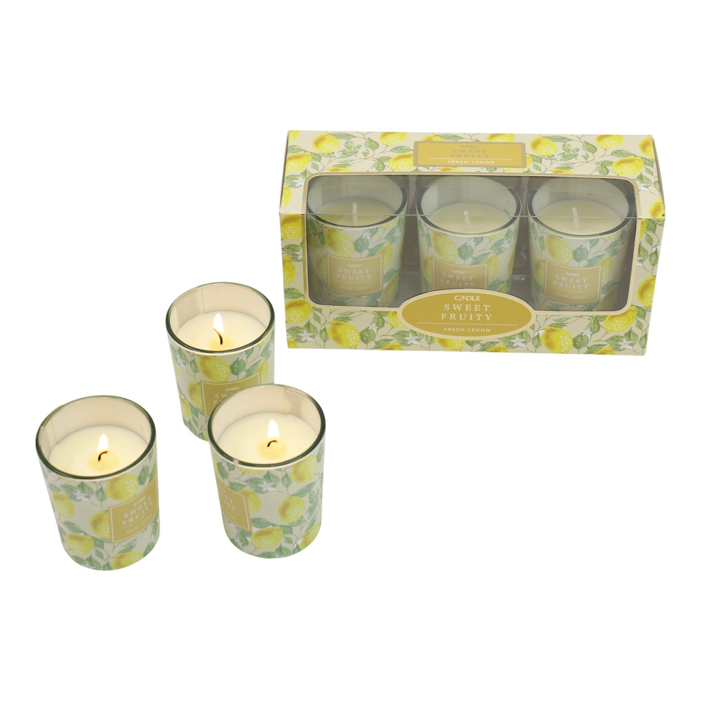 Floral dreams Glass Jar Candle Gift Set with Triangle Box SS51016-36 (3Pack)