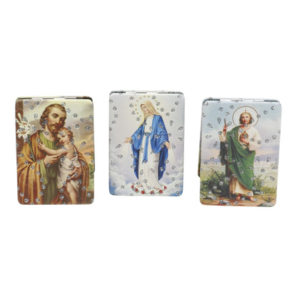 Religious Rectangular Glitter Compact Makeup Mirror JM6423-2 (12PC)