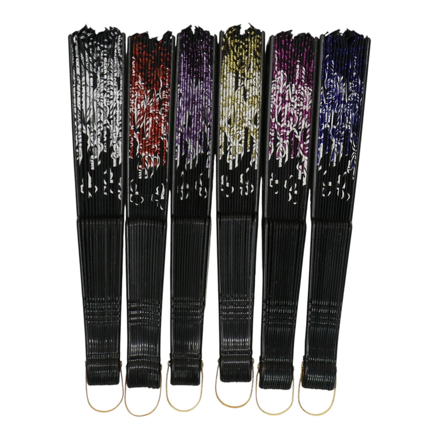 Butterfly Floral Glitter Handheld Folding Fan FNSZ09 (12PC)