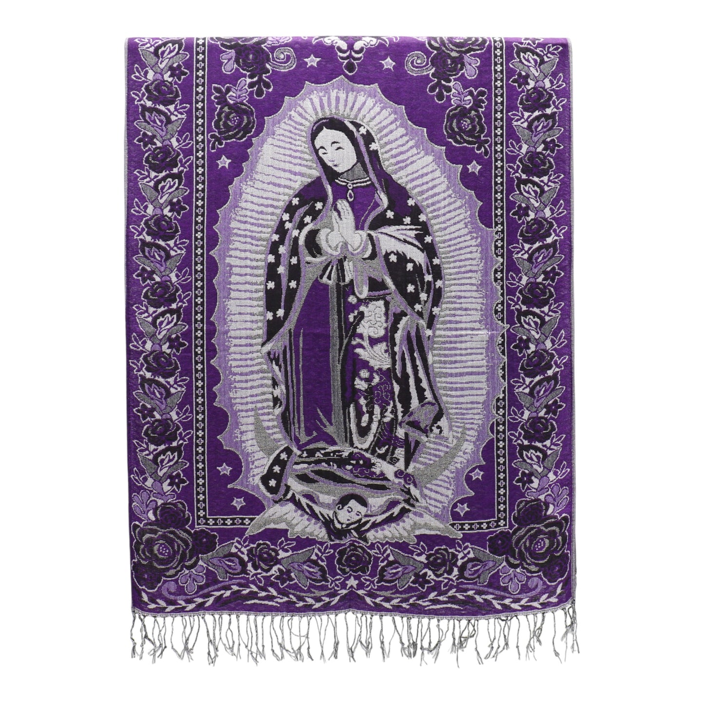 Metallic Pashmina Our Lady of Guadalupe SCF3719-28. (12PC)