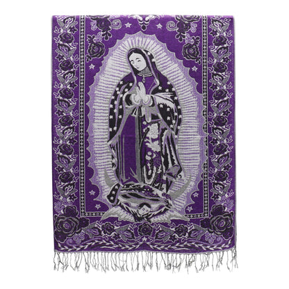 Metallic Pashmina Our Lady of Guadalupe SCF3719-28. (12PC)